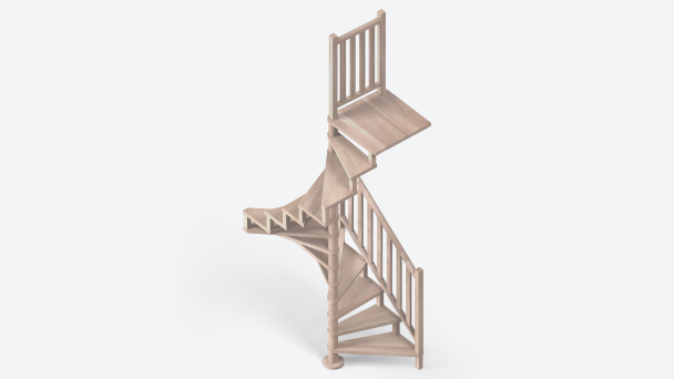 Houten spiraaltrap SQUARE LUXE beuk 