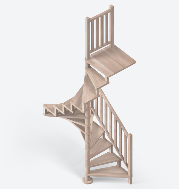 Houten spiraaltrap SQUARE LUXE beuk Black