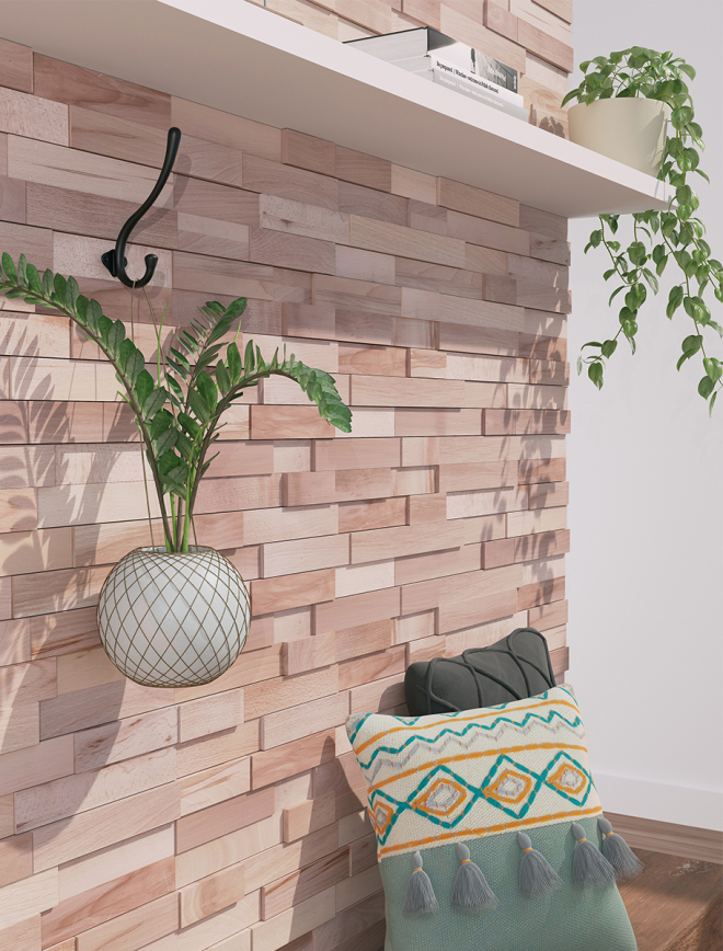 3D ruwe beech panelen voor muur 5st Black