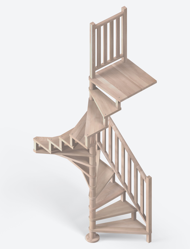 Houten spiraaltrap SQUARE LUXE beuk Black