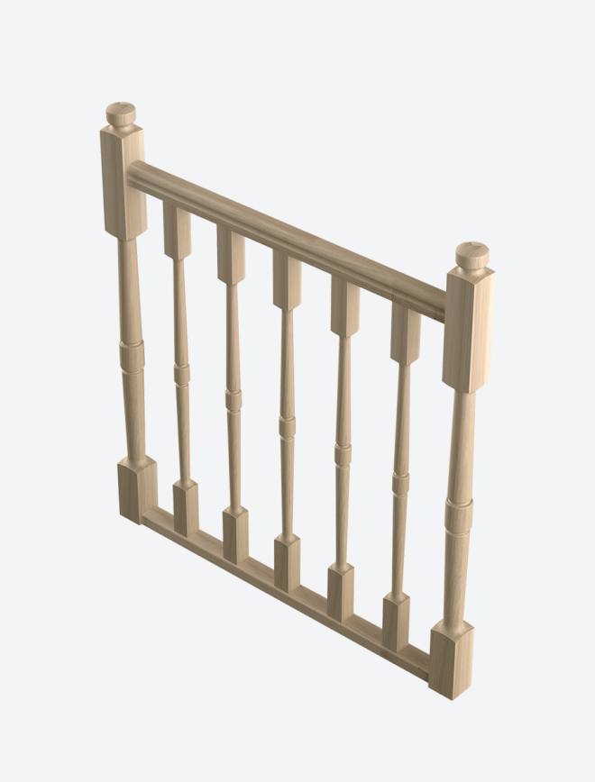 Borstwering op verdiep met gedraaide balusters (T) 