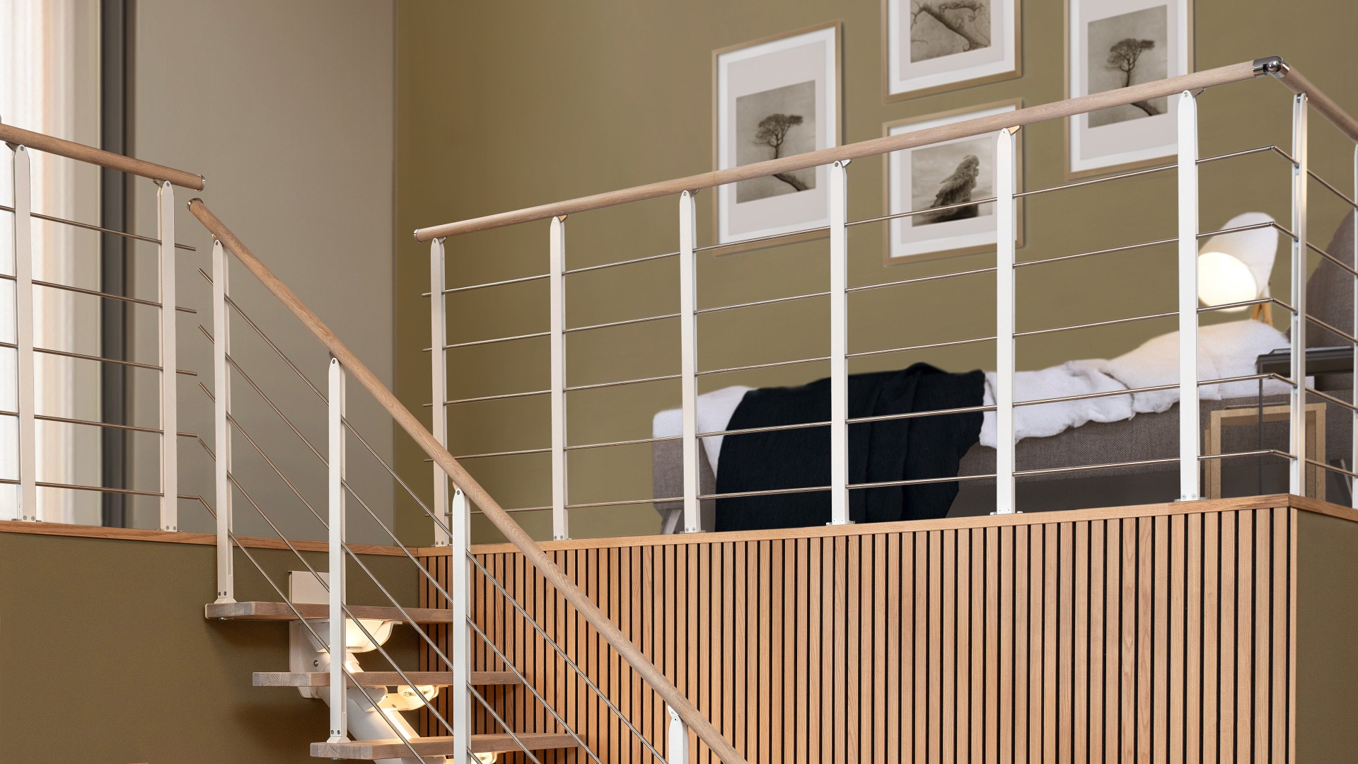 Landing banister DESIGN White RAL 9016